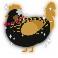 A black and gold chicken with a half-lace pattern