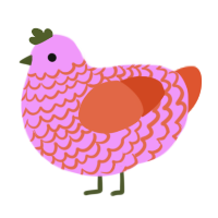 Kasane Teto, a lavender and vermilion chicken with a lace pattern