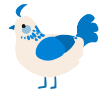 A cream and sapphire chicken with a neck-speckle pattern