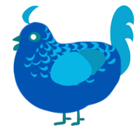 A ultramarine and cerulean chicken with a half-lace pattern