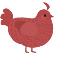 A red chicken with a lace pattern
