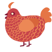 A crimson and vermilion chicken with a lace pattern