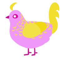 A lavender and yellow chicken with a half-lace pattern