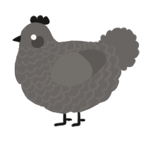 A grey chicken with a lace pattern