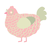 A pink and silver chicken with a lace pattern
