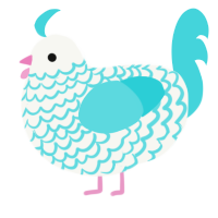A white and aqua chicken with a lace pattern