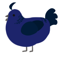 A navy and tumblr chicken with a neck-band pattern