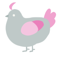 A silver and pink chicken
