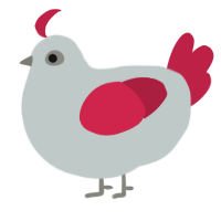 A silver and crimson chicken