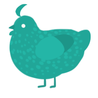 A turquoise chicken with a speckle pattern