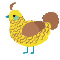 A yellow and brown chicken with a lace pattern