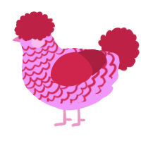 A lavender and crimson chicken with a lace pattern