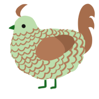 A gluppy and brown chicken with a lace pattern