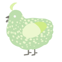 A gluppy and apple chicken with a speckle pattern