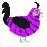 A orchid and sable chicken with a bar pattern