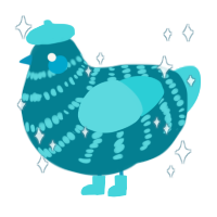A sea and aqua chicken with a bar pattern