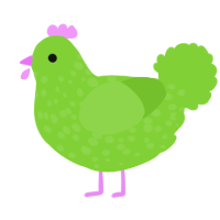 A grass chicken with a speckle pattern