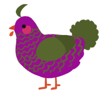 A plum and olive chicken with a lace pattern