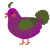 A plum and olive chicken with a lace pattern