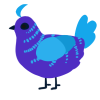 A indigo and sky chicken with a half-bar pattern