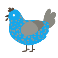 A sky and ash chicken with a speckle pattern