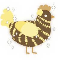 A bark and yellow chicken with a bar pattern
