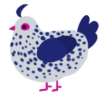 A mist and navy chicken with a speckle pattern