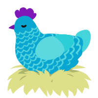 A cerulean and aqua chicken with a lace pattern