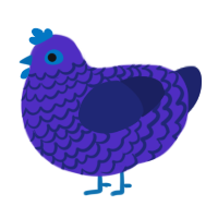 A indigo and navy chicken with a lace pattern