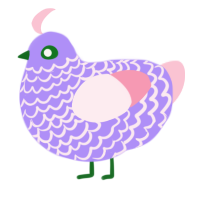 A lilac and rose chicken with a lace pattern