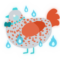 A mist and vermilion chicken with a speckle pattern