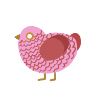 Warm and Loved, a pink and red chicken with a lace pattern