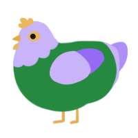 A viridian and lilac chicken with a head pattern