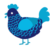 A navy and cerulean chicken with a lace pattern