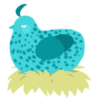 A aqua and teal chicken with a speckle pattern