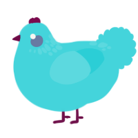 A aqua chicken with a neck-speckle pattern