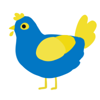 A sapphire and yellow chicken