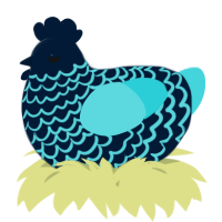 A tumblr and aqua chicken with a lace pattern