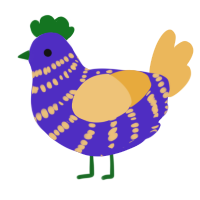 A indigo and honey chicken with a bar pattern