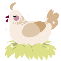 A cream and beige chicken with a neck-speckle pattern