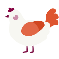 A white and vermilion chicken