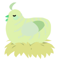 A apple and gluppy chicken with a half-bar pattern