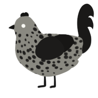 A ash and sable chicken with a speckle pattern