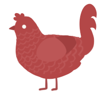 A red chicken with a lace pattern