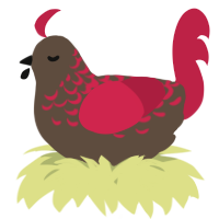 A bark and crimson chicken with a half-lace pattern