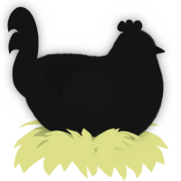 A black chicken with a lace pattern