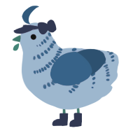 A lilac and ultramarine chicken with a half-bar pattern