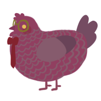 A violet and indigo chicken with a lace pattern