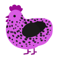 A orchid and sable chicken with a speckle pattern