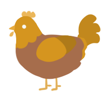 Ethel, a brown and ochre chicken with a head pattern